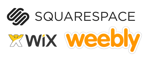 Squarespace, Wix and Weebly logos